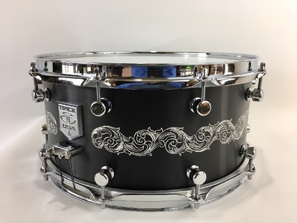 Hand Engraved Black Anodized snare drum